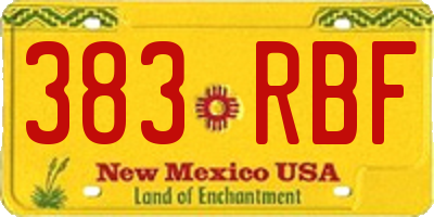 NM license plate 383RBF