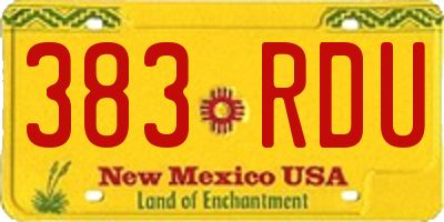 NM license plate 383RDU