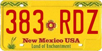 NM license plate 383RDZ