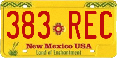 NM license plate 383REC