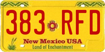 NM license plate 383RFD