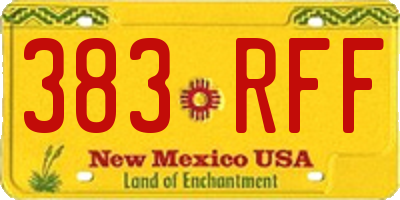 NM license plate 383RFF