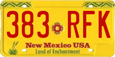 NM license plate 383RFK