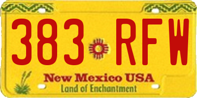 NM license plate 383RFW