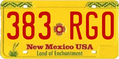 NM license plate 383RGO