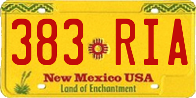 NM license plate 383RIA