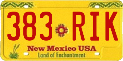 NM license plate 383RIK