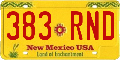 NM license plate 383RND