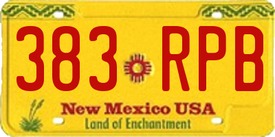 NM license plate 383RPB