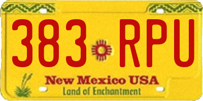 NM license plate 383RPU