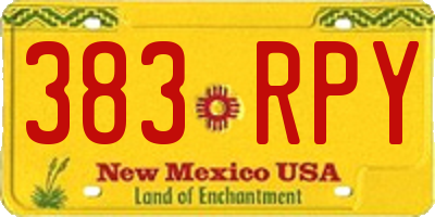 NM license plate 383RPY