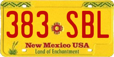 NM license plate 383SBL