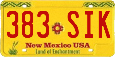 NM license plate 383SIK