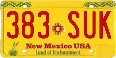 NM license plate 383SUK