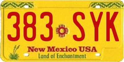 NM license plate 383SYK