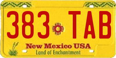 NM license plate 383TAB
