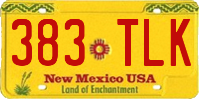 NM license plate 383TLK
