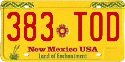 NM license plate 383TOD