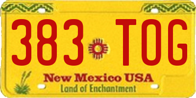 NM license plate 383TOG