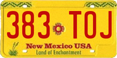 NM license plate 383TOJ