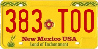 NM license plate 383TOO