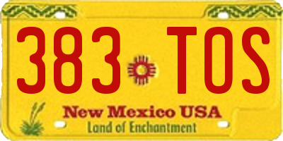 NM license plate 383TOS