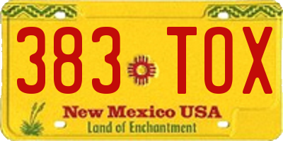 NM license plate 383TOX