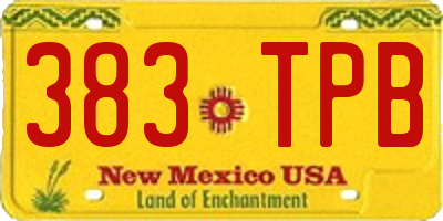 NM license plate 383TPB