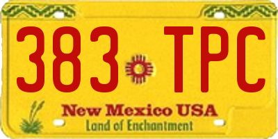 NM license plate 383TPC
