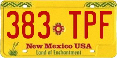 NM license plate 383TPF