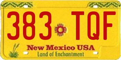 NM license plate 383TQF