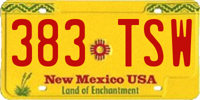 NM license plate 383TSW