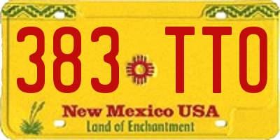 NM license plate 383TTO