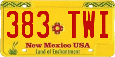 NM license plate 383TWI