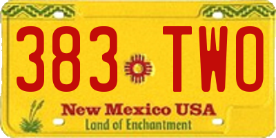 NM license plate 383TWO