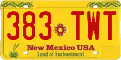 NM license plate 383TWT