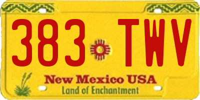 NM license plate 383TWV