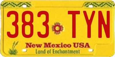 NM license plate 383TYN