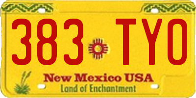 NM license plate 383TYO