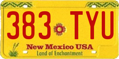 NM license plate 383TYU