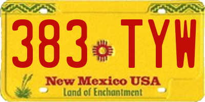 NM license plate 383TYW
