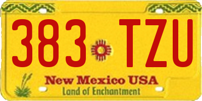 NM license plate 383TZU