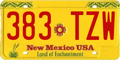 NM license plate 383TZW