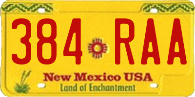 NM license plate 384RAA