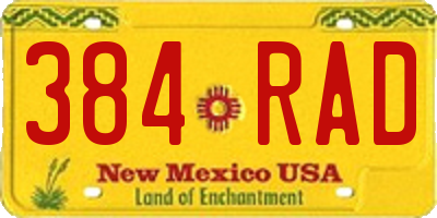 NM license plate 384RAD