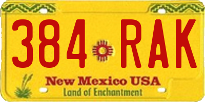 NM license plate 384RAK