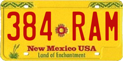 NM license plate 384RAM
