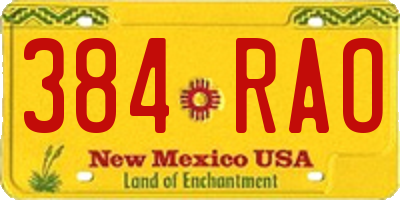NM license plate 384RAO