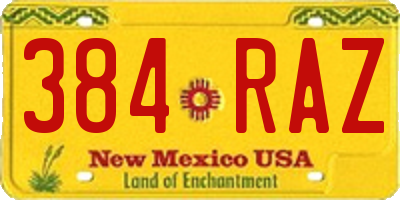 NM license plate 384RAZ