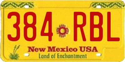 NM license plate 384RBL
